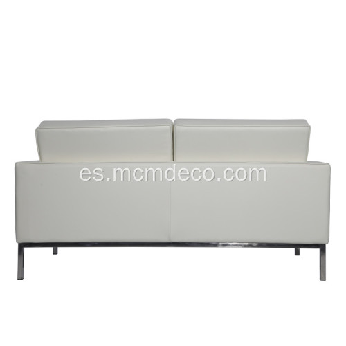 Florencia Knoll blanco cuero genuino 2 asiento sofá